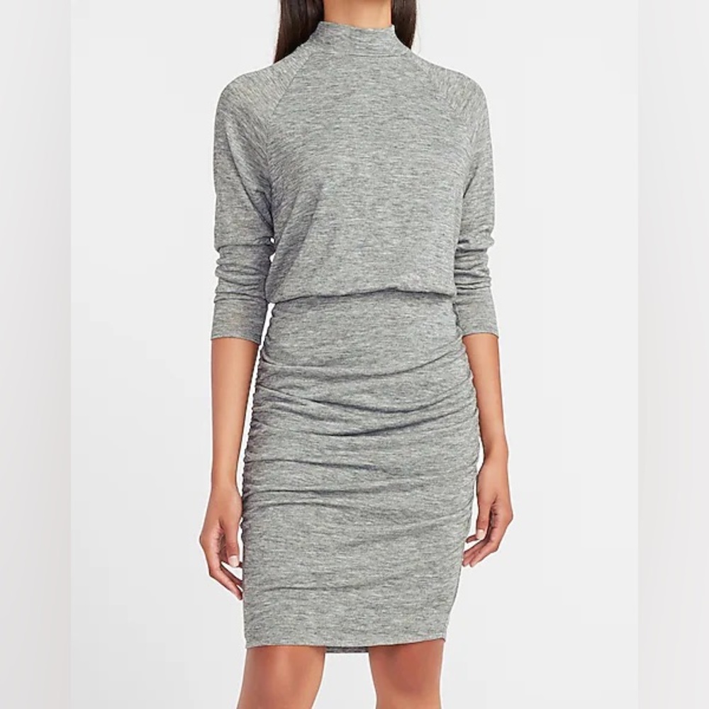 Express Supersoft Long Sleeve Mock Neck Dress‎ Grey Size Small NWT